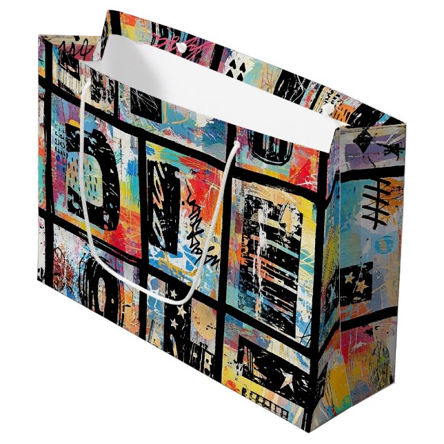 Colourful Urban Graffiti Pattern (5) Large Gift Bag (Front Angled)