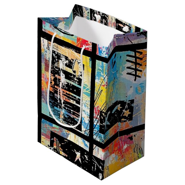 Colourful Urban Graffiti Pattern (5) Medium Gift Bag (Front Angled)