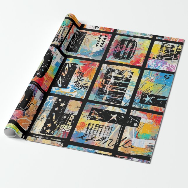 Colourful Urban Graffiti Pattern (5) Wrapping Paper (Unrolled)