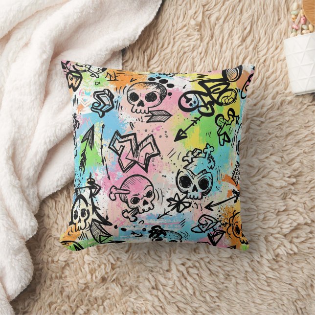Colourful Urban Graffiti Pattern (6) Cushion (Blanket)
