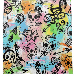 Colourful Urban Graffiti Pattern (6) Shower Curtain