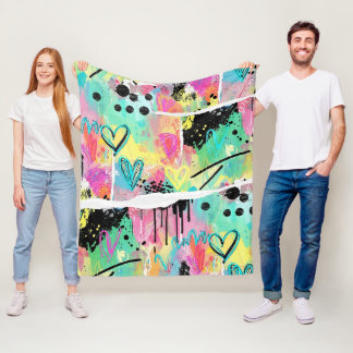 Colourful Urban Graffiti Pattern (7) Fleece Blanket