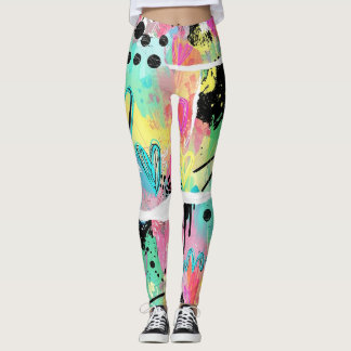 Colourful Urban Graffiti Pattern (7) Leggings