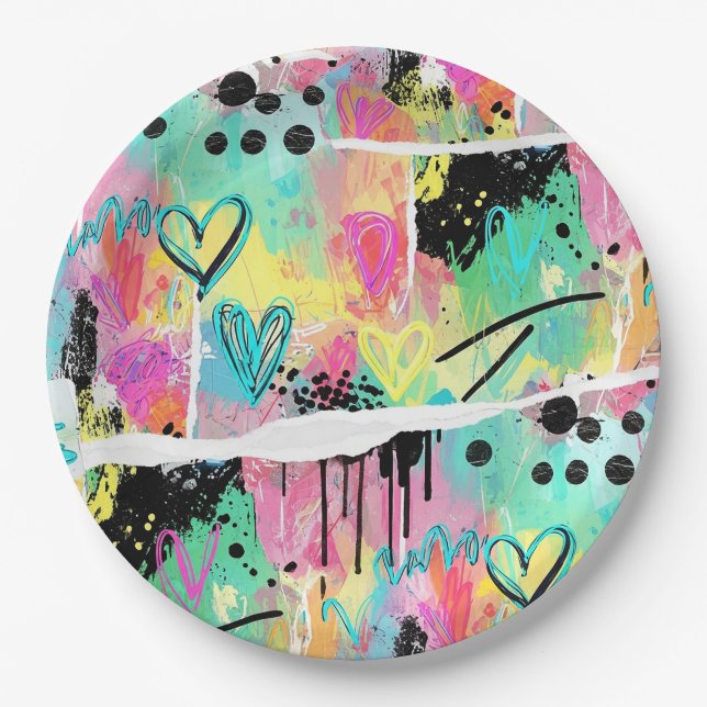 Colourful Urban Graffiti Pattern (7) Paper Plate (Front)
