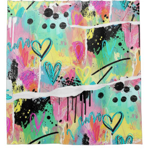 Colourful Urban Graffiti Pattern (7) Shower Curtain