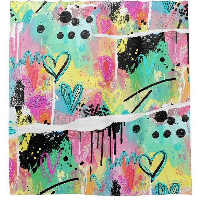 Colourful Urban Graffiti Pattern (7) Shower Curtain (Front)