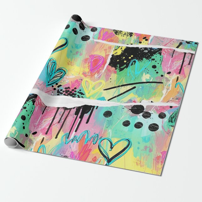 Colourful Urban Graffiti Pattern (7) Wrapping Paper (Unrolled)