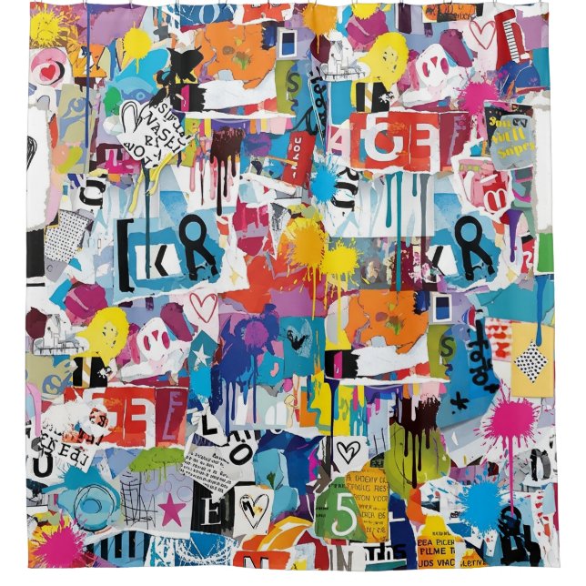 Colourful Urban Graffiti Pattern (8) Shower Curtain (Front)