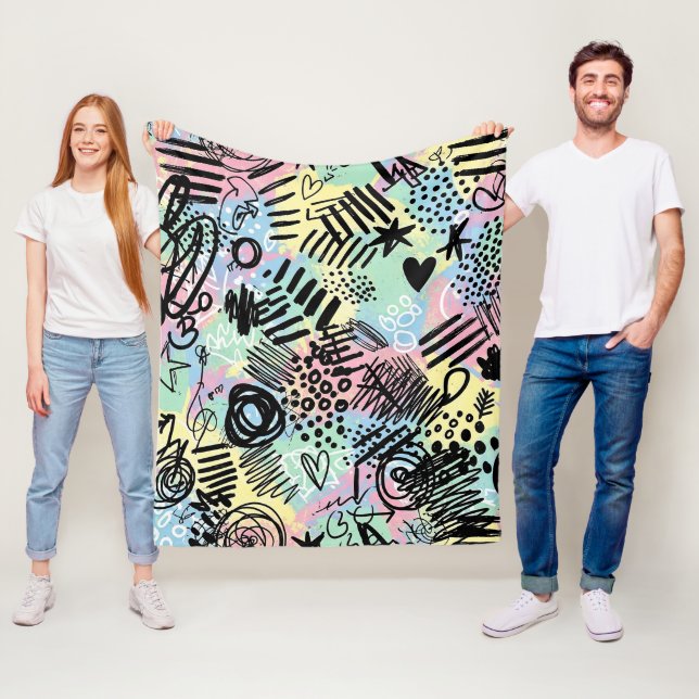 Colourful Urban Graffiti Pattern (9) Fleece Blanket (In Situ)