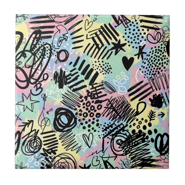 Colourful Urban Graffiti Pattern (9) Tile (Front)