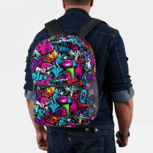 Colourful Urban Graffiti Printed Backpack