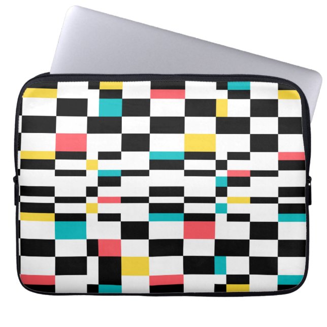 Colourful, urban, modern, trendy geometric pattern laptop sleeve (Front)