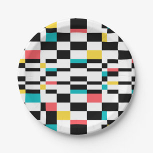 Colourful, urban, modern, trendy geometric pattern paper plate