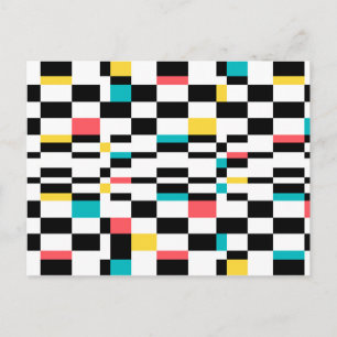 Colourful, urban, modern, trendy geometric pattern postcard