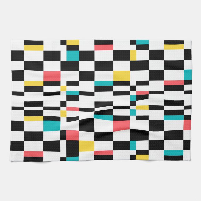 Colourful, urban, modern, trendy geometric pattern tea towel (Horizontal)