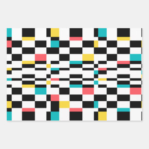 Colourful, urban, modern, trendy geometric pattern wrapping paper sheet