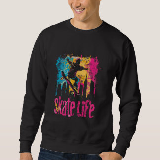 Colourful Urban Skateboarding Adventure Graphic Sweatshirt