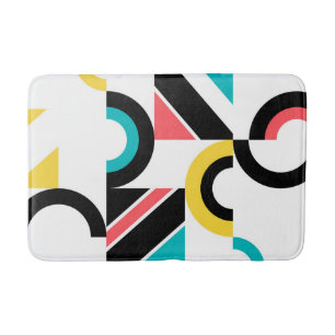 Colourful, urban, trendy, modern geometric art bath mat