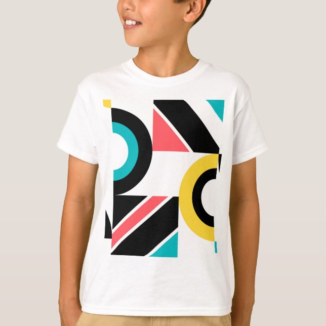 Colourful, urban, trendy, modern geometric art T-Shirt (Front)