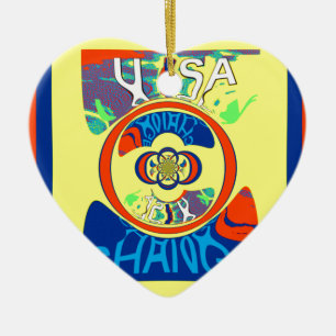 Colourful USA Change: A Festive Design Art Print Ceramic Tree Decoration