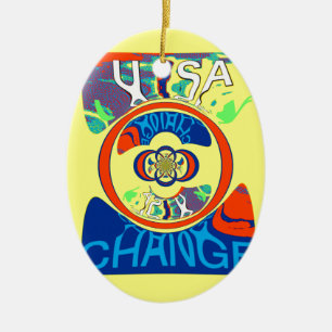 Colourful USA Change: A Festive Design Art Print Ceramic Tree Decoration
