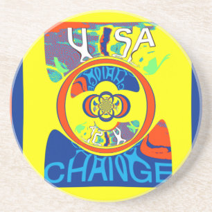 Colourful USA Change: A Festive Design Art Print Coaster