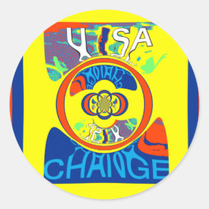 Colourful USA Change: A Festive Design Classic Round Sticker