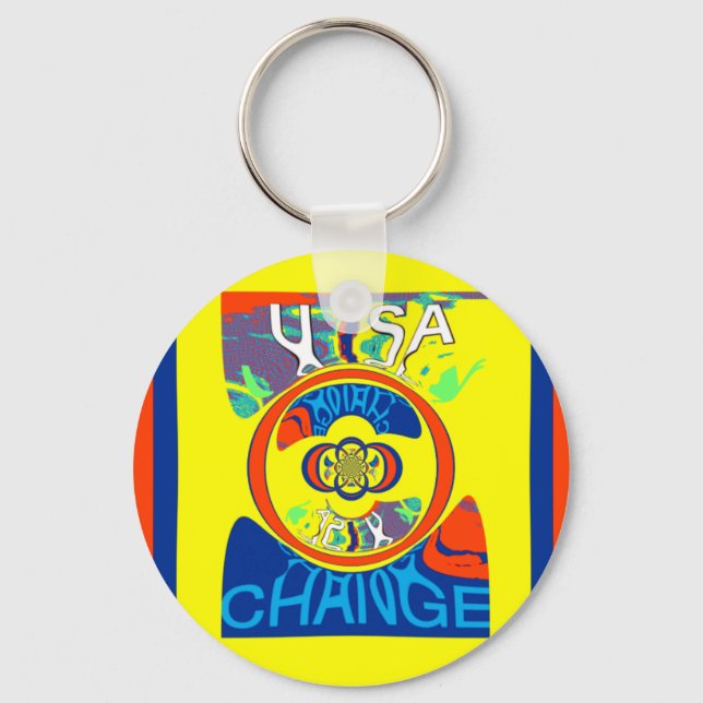 Colourful USA Change: A Festive Design Key Ring (Front)