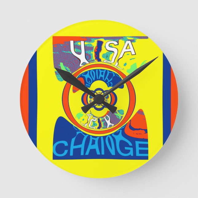 Colourful USA Change: A Festive Design Round Clock (Front)