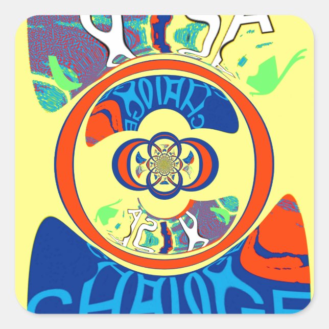 Colourful USA Change: A Festive Design Square Sticker (Front)