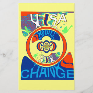 Colourful USA Change: A Festive Design Stationery