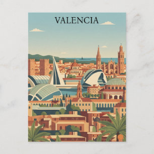 Colourful Valencia Spain Vintage Travel Postcard