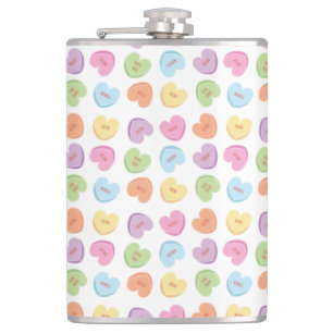 Colourful Valentine Candy Hearts  Paper Coaster Mu Hip Flask