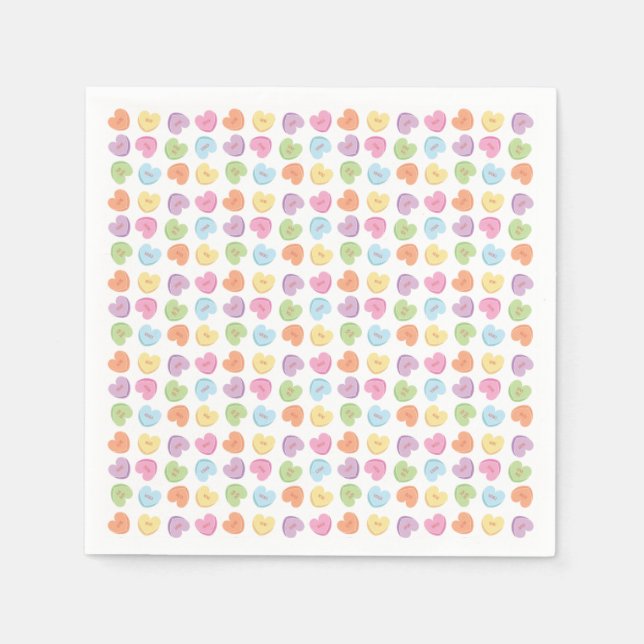 Colourful Valentine Candy Hearts  Placemat Holiday Napkin (Front)