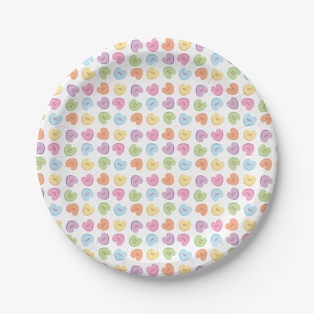 Colourful Valentine Candy Hearts  Placemat Holiday Paper Plate (Front)