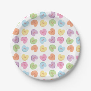Colourful Valentine Candy Hearts Placemat Holiday Paper Plate