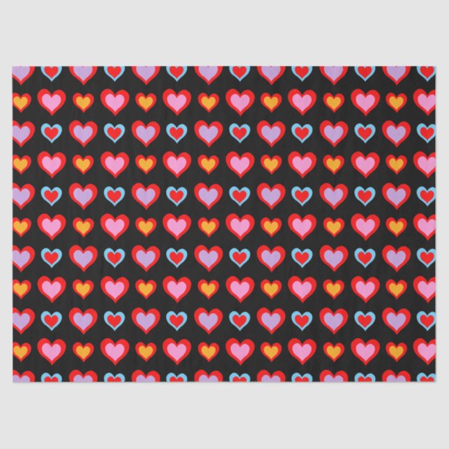 Colourful Valentine Hearts Pattern Tissue Paper (Front)