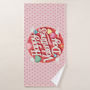 Colourful Valentine's day heart Bath Towel
