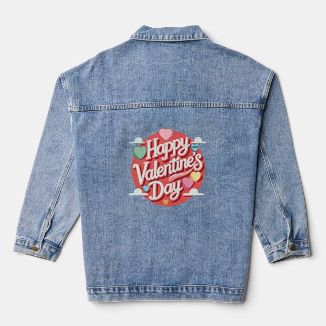 Colourful Valentine's day heart  Denim Jacket (Back)