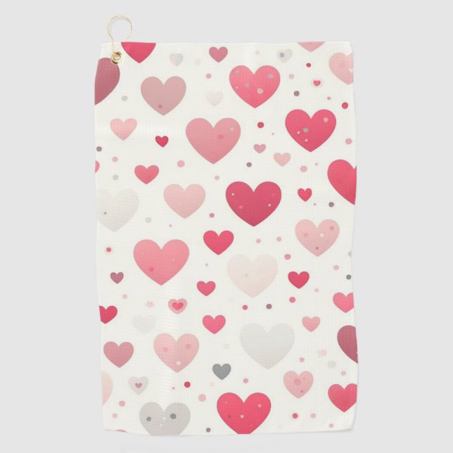 Colourful Valentine's day heart Golf Towel (Front)