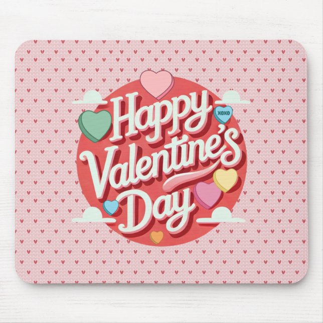 Colourful Valentine's day heart  Mouse Mat (Front)
