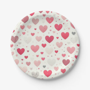 Colourful Valentine's day heart Paper Plate