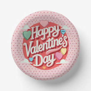 Colourful Valentine's day heart Paper Plate