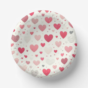 Colourful Valentine's day heart Paper Plate