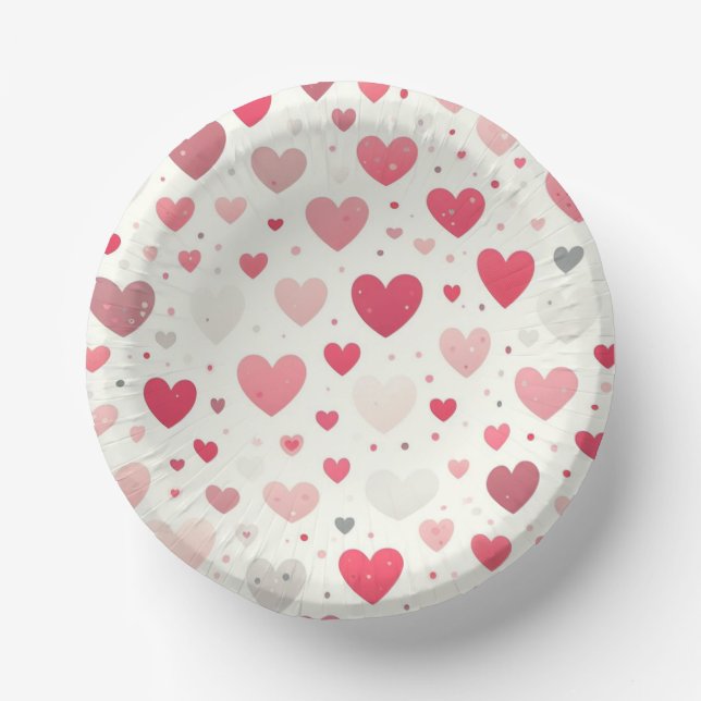 Colourful Valentine's day heart Paper Plate (Front)