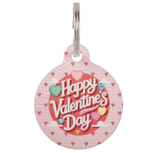 Colourful Valentine's day heart Pet Tag