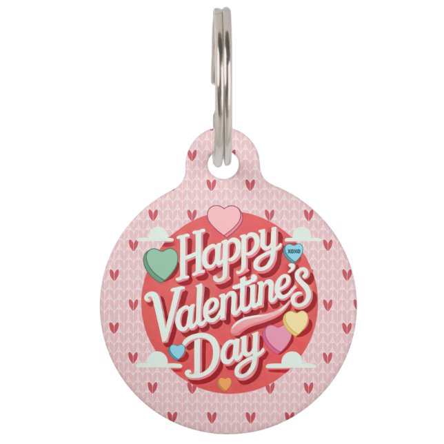 Colourful Valentine's day heart  Pet Tag (Front)
