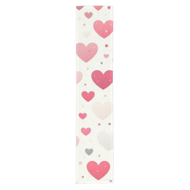Colourful Valentine's day heart Short Table Runner (Front)