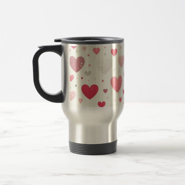 Colourful Valentine's day heart Travel Mug (Left)