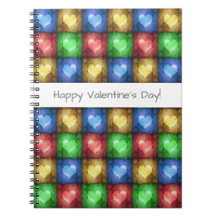 Colourful Valentine's Day Rustic Hearts Notebook